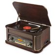 Fenton Memphis Platine vinyle Bluetooth DAB/FM - Bois foncé, lecteur CD/cassette, MP3, port USB lecture et enregistrement-0