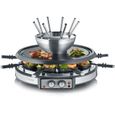 SEVERIN RG2348 - Combiné 2 en 1 Raclette et Fondue 8 personnes - 1900W - 8 fourchettes à fondue et 8 spatules - Cuve Inox-0