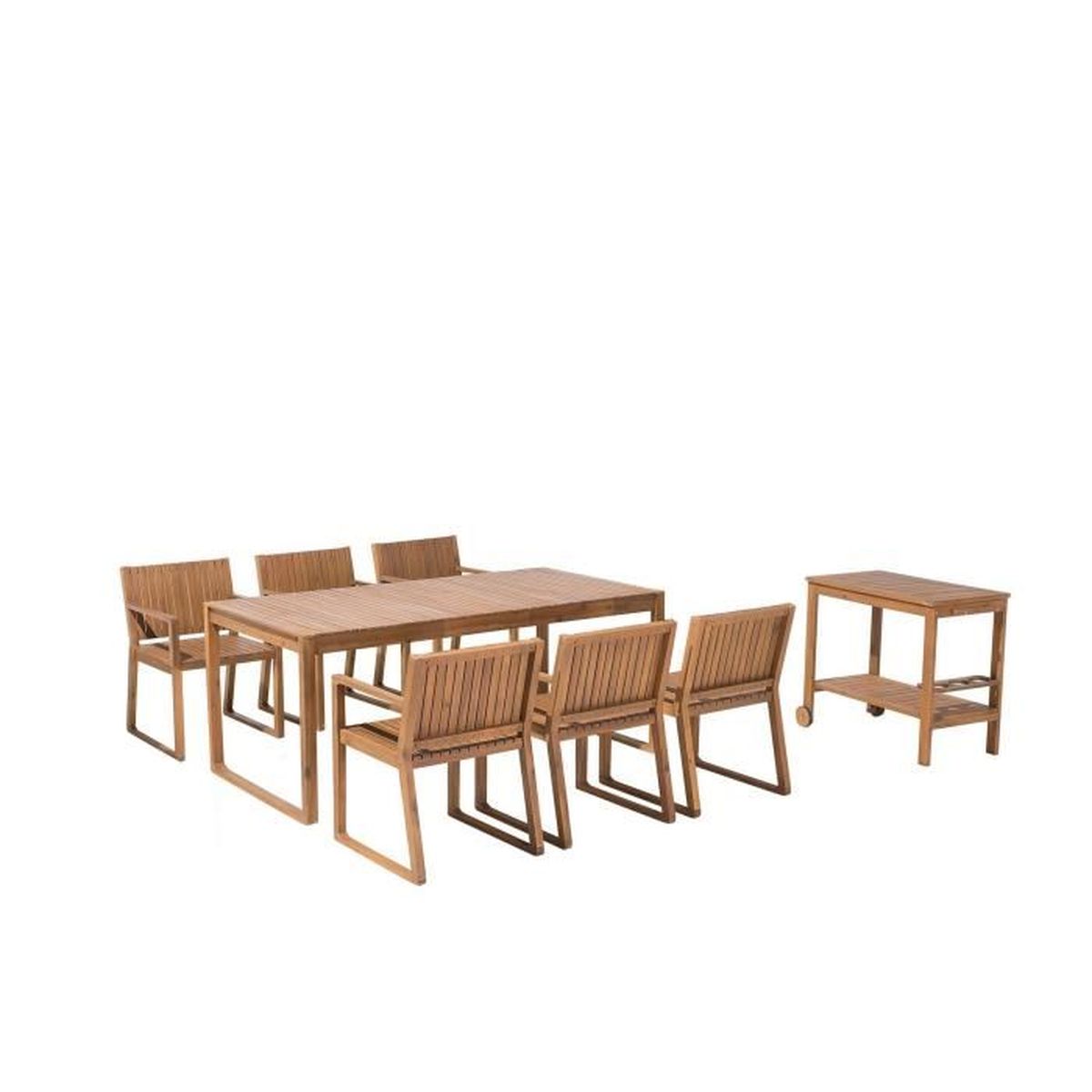 Table de 180 cm avec 6 chaises Sièges pliants Blanc imperméable AMANKA Ensemble de Meubles de Jardin