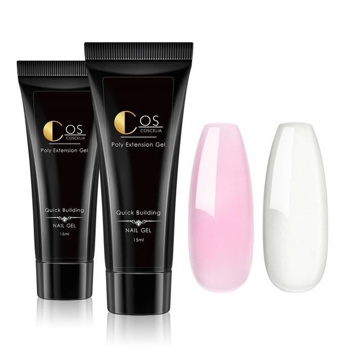 Set de 2 Couleurs Poly Extension Gel COSCELIA Professionnel Ongles Gel