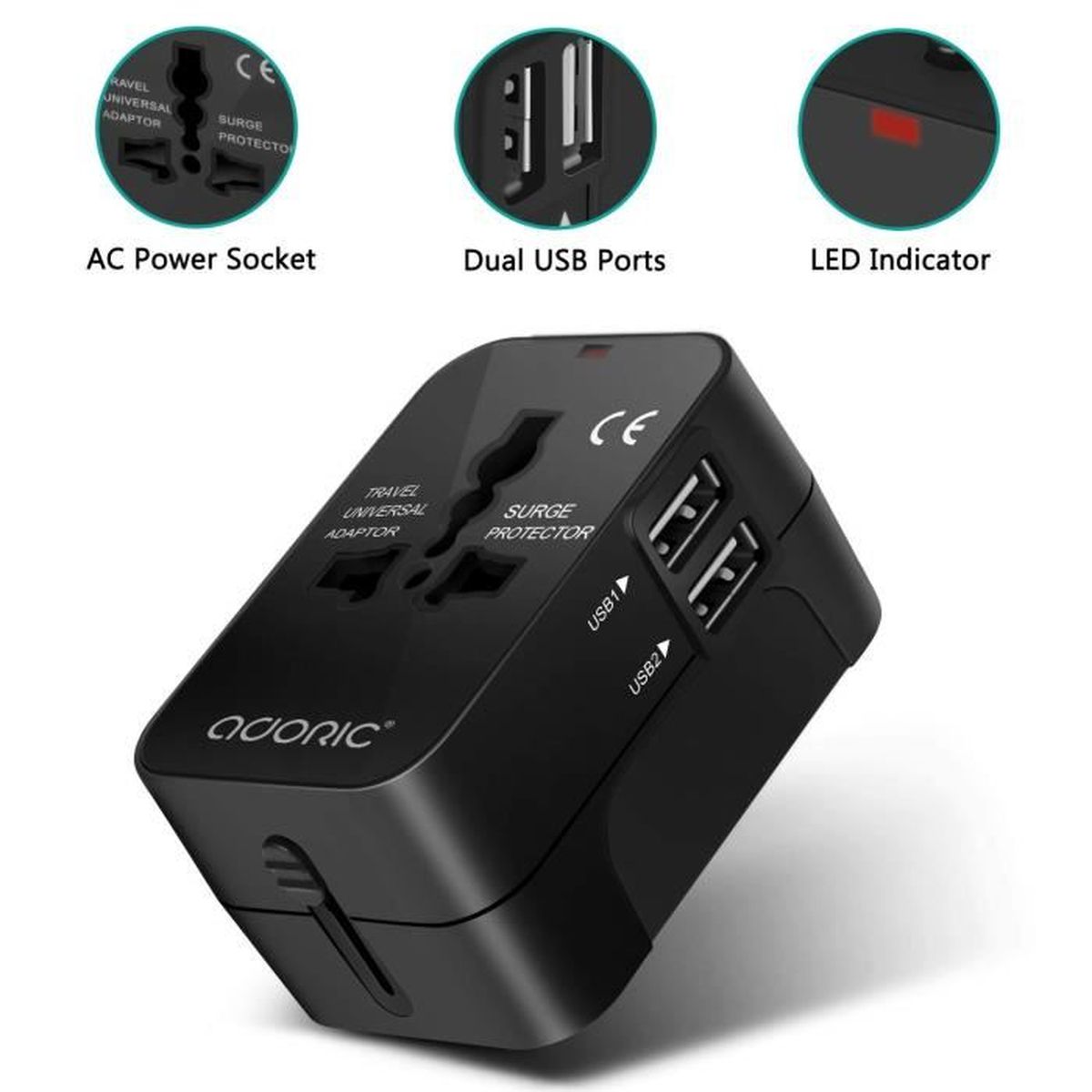 Adaptateur Electrique Secteur de FRANCE //vers USA 220 Volt 6 Ampere