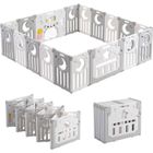DRIPEX Parc Bebe 16+2 Panneaux, Parc XXL Enfant Modulable Avec Verrouillage de Sécurité, Forme Réglable, Pliable, Barriere Bebe, Gris