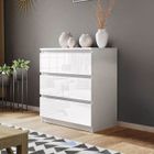 DRIPEX Commode 3 Tiroirs Meuble Rangement Moderne Table de chevet Coiffeuse Meuble Chambre Bureau Salon Cuisine 70x40x77cm Blanc mat