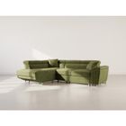 BEST MOBILIER Baoji - Canapé d'angle gauche 5 places convertible avec têtières et coffre en velours côtelé - Vert