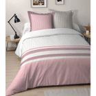 LOVELY CASA Housse de Couette Blush Girly Rose/Blanc 240x260 cm 100% Coton