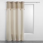 DOUCEUR D'INTERIEUR Rideau à œillets - Sultan - Naturel Beige - 140x240cm - Imprimé Métallisé - Avec Pompons