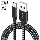 TOPRODUITS [2 pack] Câble Nylon Tressé Noir Type USB-C 3M pour Samsung galaxy S8 - S8 Plus - S9 - S9 Plus - S10 - S10 Plus - S10e
