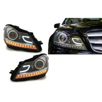 Phares LED DRL Mercedes Benz W204 C-Classe 2011+ Feux de Jour Diurne Noir Lamps
