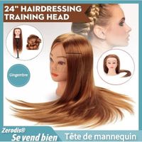 tête de formation de cheveux bruns Tête de mannequin en fibre synthétique Tête de formation de coiffeur Tête de poupée
