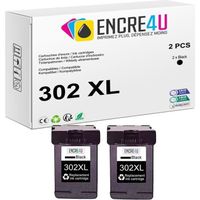 Cartouches d'encre compatibles HP 302 XL - ENCRE4U - Noir - Grande Contenance - Lot de 2