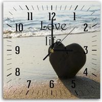 Horloge murale, Un cœur sur la plage (I-14159) 40x40 cm