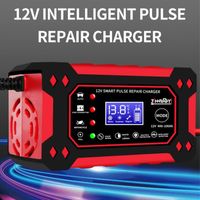 12V 6A Chargeur de batterie de voiture - Réparation automatique par impulsion Affichage numérique LCD-Jaune