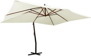 PARASOL Blanc. Parasol déporté avec mat en bois, 400 x 300