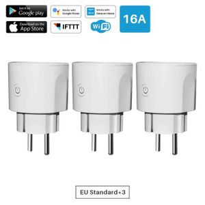 PRISE UE 3 pièces-Mini prise intelligente WiFi EU, 16A, 