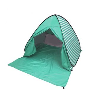 ABRI DE PLAGE Tente de plage pop-up UPF 50+ pour 2-3 personnes - Rayures vertes et bleues