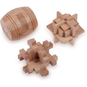 PUZZLE Lot de 3 Jeux de Puzzle en Bois 3D (Barrel Wooden 