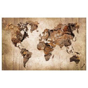 AFFICHE - POSTER Affiche carte du monde couleur bois - 60x40cm - ma