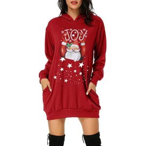 Robe Noël Femme- Robe De Noel Femme Rouge Renne Imprimé Noël Robe Tunique Élégant Plage Soirée Fête Cocktail Mini Shirt Col Rond Robe Décontractée à Manches Longues Costume Pere Noel Robe Tee