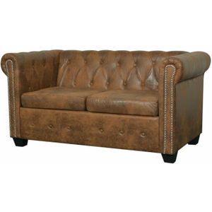 fihero canape chesterfield 2 places cuir artificiel marron cdiscount maison