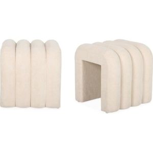 POUF - POIRE Set de 2 poufs contemporains en tissu beige