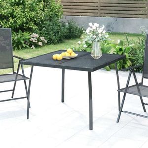 TABLE DE JARDIN  Meuble Table de jardin - Anthracite - 100x100x72 cm - Treillis d'acier 16.9 KG