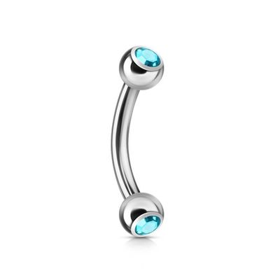 Piercing Arcade En Titane ASTM F136 Avec Turquoises - Banane 1.2x8 Mm - Neuf