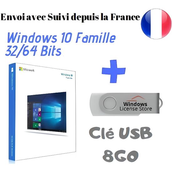 Clé USB Bootable Windows 10 Famille + Licence