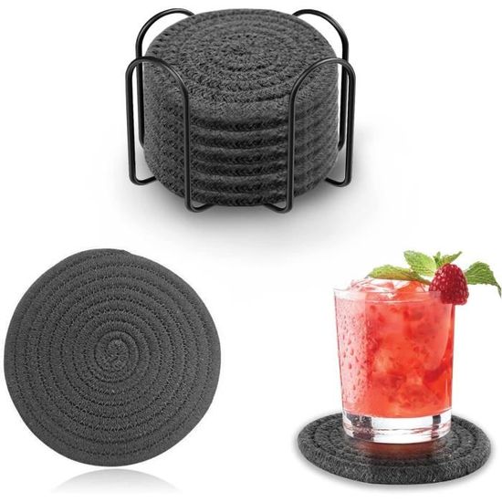 Dessous De Verre Tressés Besbomig Lot De 6 - Coton Antidérapant