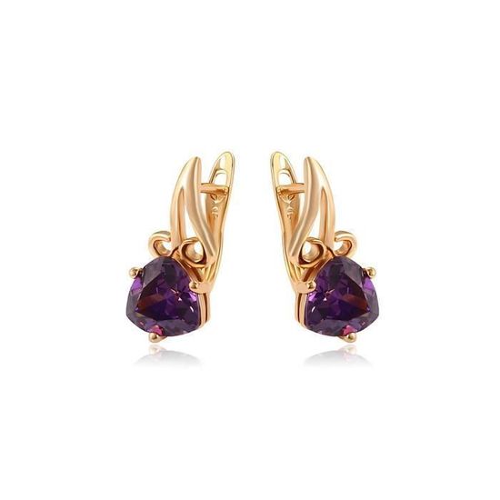 Boucles D'oreilles Dormeuses Plaqué Or 750 Avec Zircon Rouge - Solitaire - Marque Bijouterie Papillon Bleu