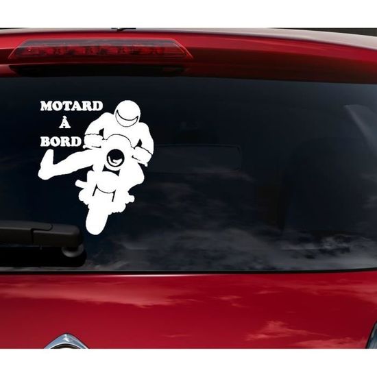 Autocollant "Bébé à Bord - Petit Motard" Sportive Noire - Pour Vitre Ou Carrosserie (13.5 Cm)