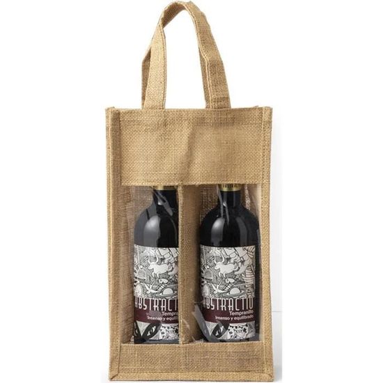 6 Sacs à Vin En Toile De Jute 35x15cm Avec Cordon - Housse Cadeau Réutilisable Pour Noël, Mariage, Anniversaire