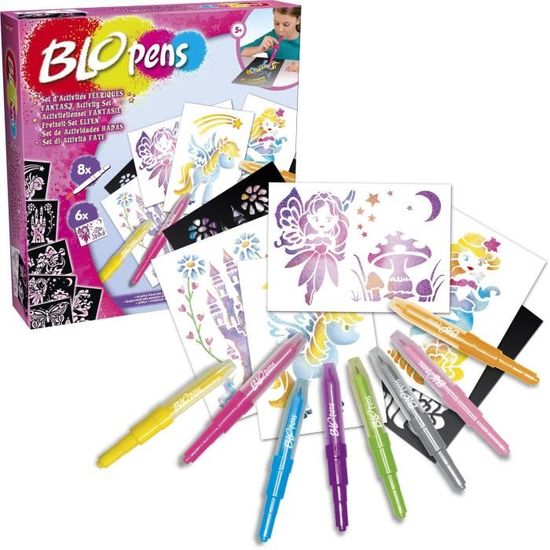 Lansay Blopens Atelier Féerique - Kit de Feutres Aérographe avec Pochoirs Réutilisables Lansay Blopens Atelier Féerique - Kit de Feutres Aérographe avec Pochoirs Réutilisables