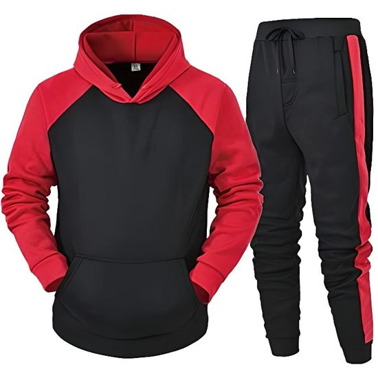 Survêtement Homme 2 Pièces - Sweat à Capuche Et Pantalon Jogging - Polyester/élasthanne - Pour Gym, Streetwear, Quotidien - Taille S à 3XL - 13
