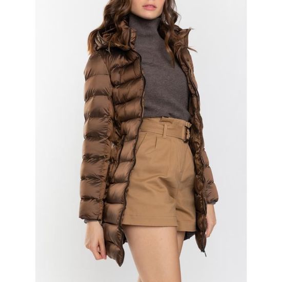 White Goose Doudoune legere russ femme chocolat Chocolat Cdiscount Pret a Porter