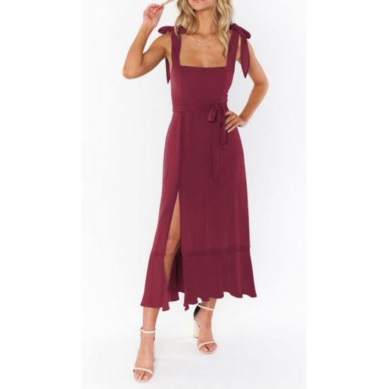 SHEIN Belle Robe De Demoiselle D'honneur à Manches Papillon Et Fendu Sur Le Côté, élégante