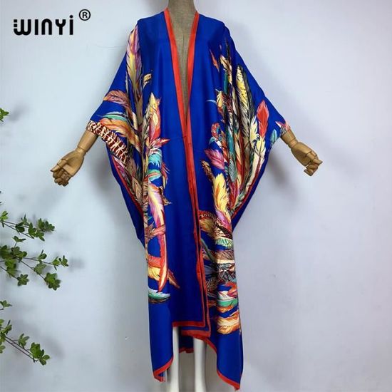 Robe de plage,WINYIKimono de Plage Respzed avec Ceinture pour Femme,Vêtement Style Bohème