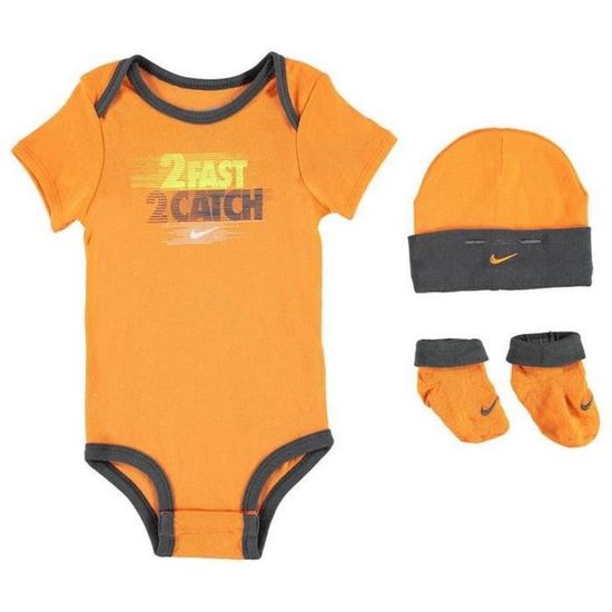 Ensemble vêtement 3 pièces Nike Bébé Body Bonnet et Chaussons Orange -  Garçon - Naissance à 6 mois orange - Cdiscount Sport