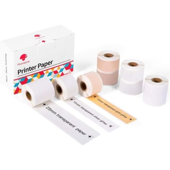 Phomemo Papier Autocollant Thermique, Transparent-Paillettes  Dorées-Paillettes Blanches, pour Mini Imprimante Thermique Bluetoot109