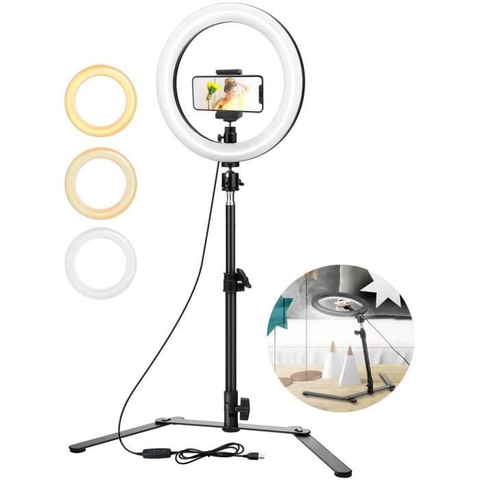 Lampe Annulaire (Ring Light) Portable Avec Trépied - 33x26cm - Télécommande Sans Fil - Pour Selfies, Streaming, Maquillage