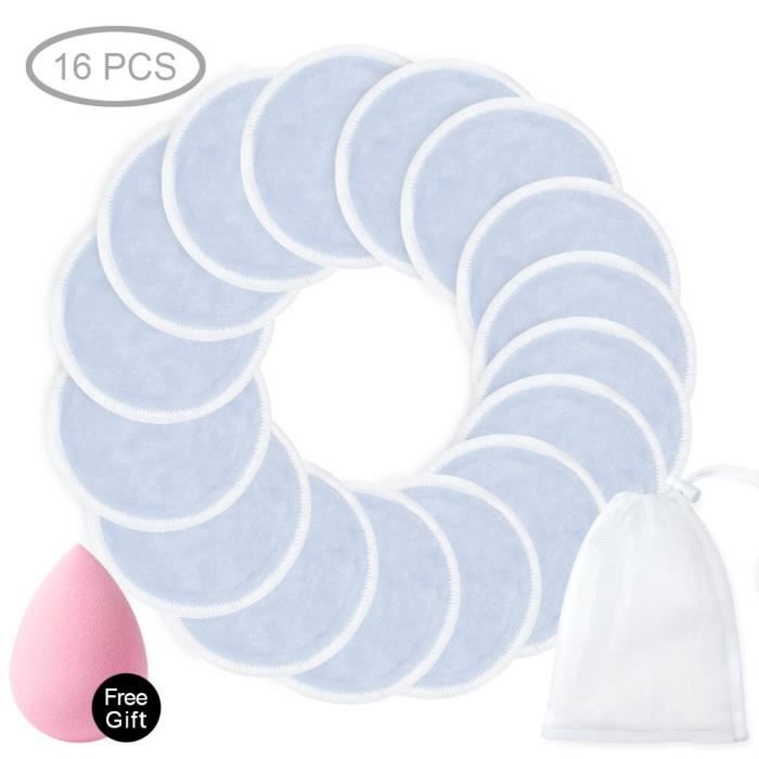 Tampons démaquillants en coton réutilisables, tampons de maquillage