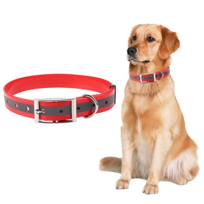 SY-Collier réfléchissant pour chien de taille L Collier étanche pour chien de taille moyenne à grande (rouge)