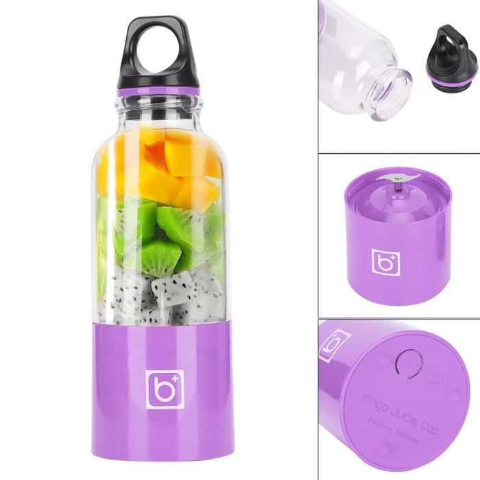 500ML Électrique Presse-agrumes Tasse Portable Légumes Fabricant de Jus Rechargeable Smoothie Mélangeur (Violet 500ML)-MEY