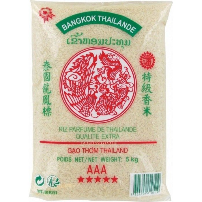 Riz Thai parfumé qualité premium GAO THOM - Sac de 5KG - Marque Dragon Phenix - 5KG