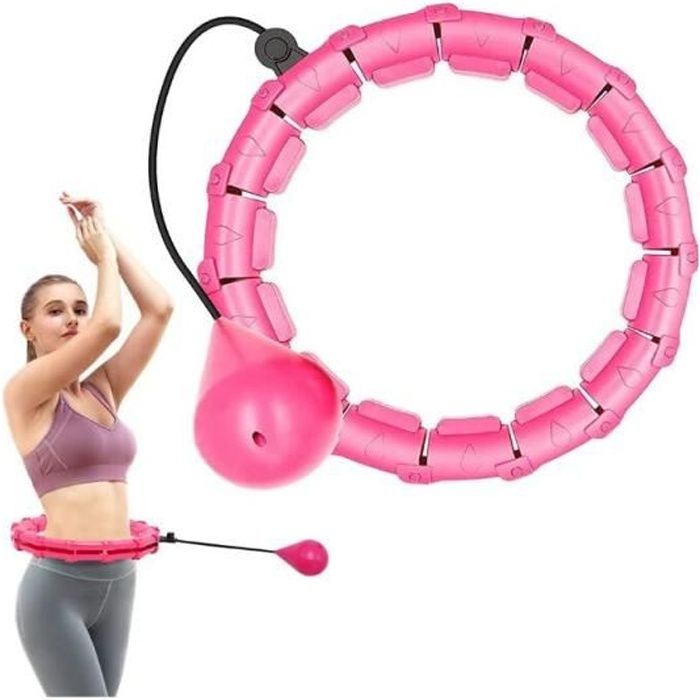 Cerceau Hula Hoop Fitness Adulte,Hoola Hoops 24 Noeuds Anneau Détachable 2 en 1 Taille Réglable avec Gravité Boule