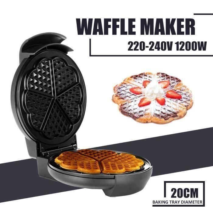1200W Gaufrier Gaufre Machine Crêpes Crêpière Cuisine Température Réglable PRISE EU noir Gr45789