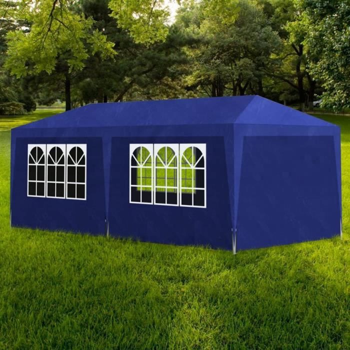 ��7721Haute qualité- Tente Réception Pavillon Tonnelle de jardin - Tente Pavillon Jardin Extérieur Barnum Chapiteau 3 x 6 m Bleu