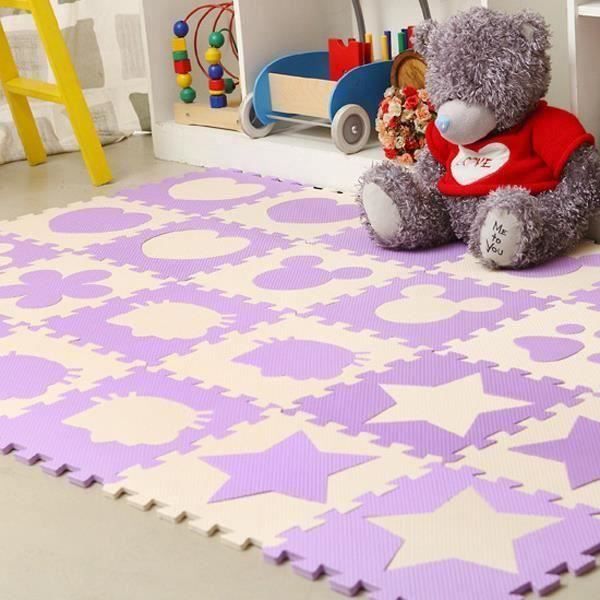 9 Pcs Pourpre Mignon en Mousse EVA Motif Puzzle Ramper Tapis Bébé Jouets Jeux pour Enfants