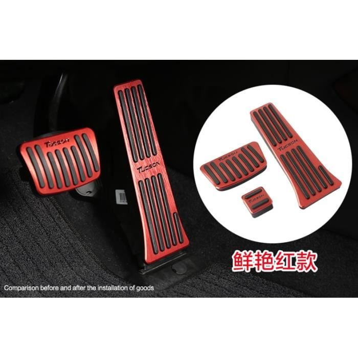 Décoration Véhicule,Pédale d'accélérateur, frein à gaz, embrayage, repose pied couvercle mat-MT, pour Hyundai Tucson - Type red