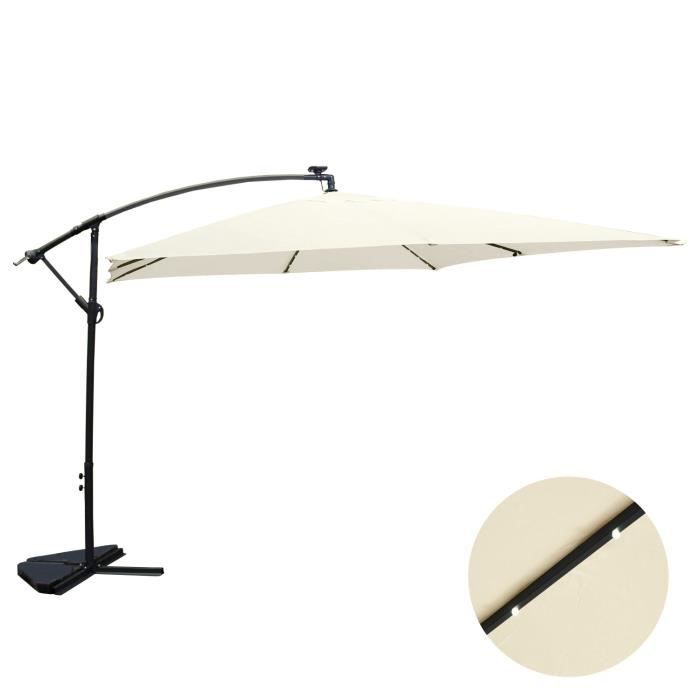 SOLENZARA - Bulle écru : parasol LED déporté 3x3m