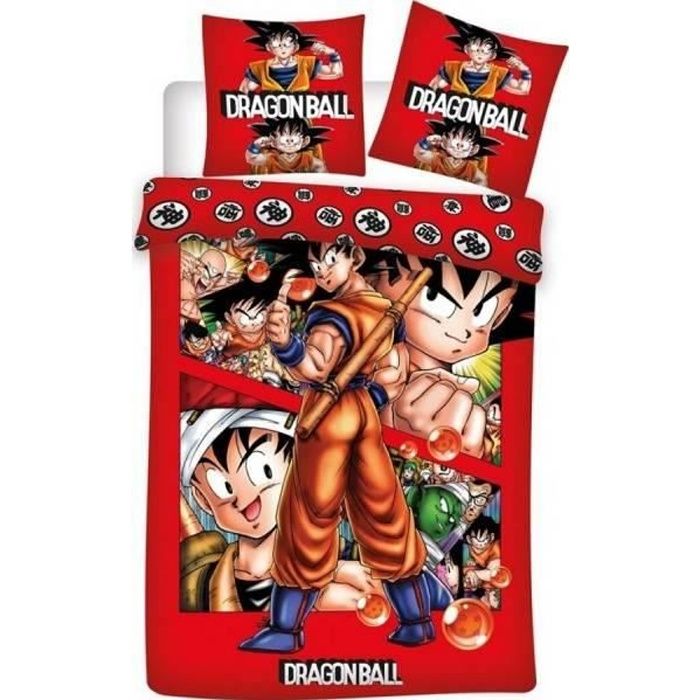 DRAGON BALL Z HOUSSE DE COUETTE-PARURE DE LIT 140X200 CM+1 TAIE 65X65 CM.COTON